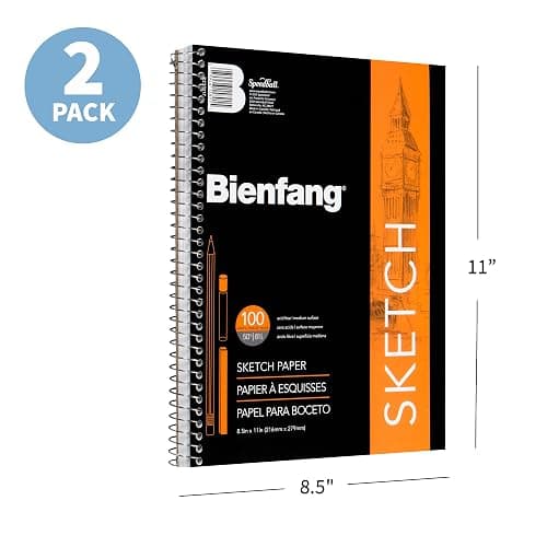 Bienfang Sketch Pad 8.5x11 Inch, (2-Pack) 100 Sheets of 60lb 90gsm Art Paper, Spiral Bound Sketch Book Drawing Notebook thumbnail 3