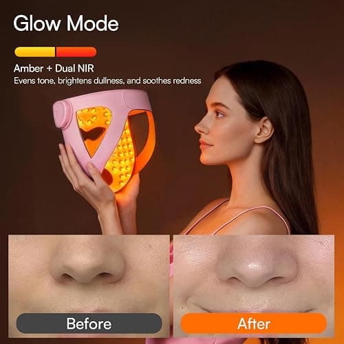 INIA GLOW 4D Wireless Red Light Therapy Mask for Face, Dual NIR, 320 LEDs | 4D Contour-Fit, Under-Eye Cooling, 4 Modes, Cordless & Rechargeable, Home & Travel Use, Skincare Gift for Women Wife Mom thumbnail 6
