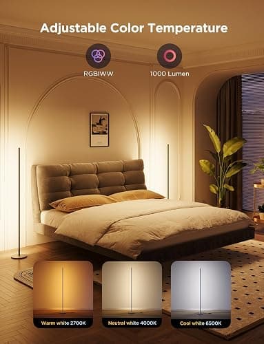 Govee RGBIC Floor Lamp Basic 2-Pack, Standing Lamp for Bedroom Living Room | Compatible with Matter and Alexa, 1000lm LED Modern Smart Corner Lamp with APP Control, Color Changing and Music Sync, Black thumbnail 3