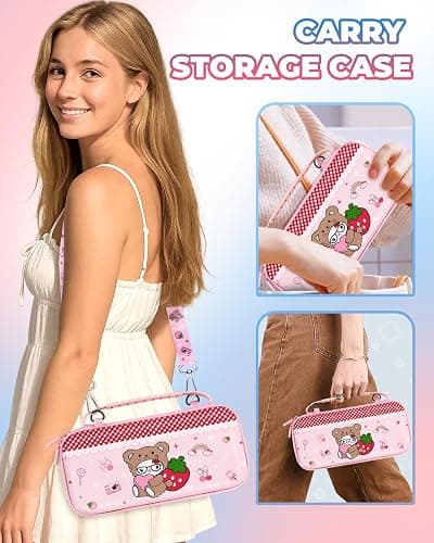 Gurgitat for Nintendo Switch 2 Carrying Case - Bear Cute Kawaii Design with Handle and Strap for Switch 2 2025 Travel Cases Portable Storage Carry Protective Hard Shell for Women Girls Boys Teens thumbnail 6
