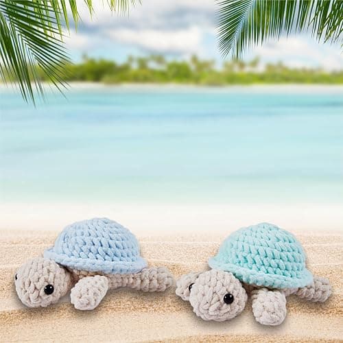 Eelexa Crochet Kit for Beginners, Amigurumi Crocheting Animal Kits, with Step-by-Step Video Tutorials for Kids Adults Beginner - 2 Pack Turtles - Turtle thumbnail 8