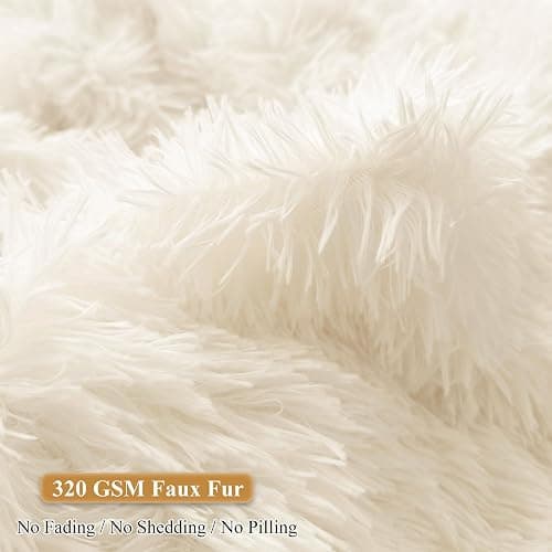 XeGe Fluffy Stuffed Animal Storage Bean Bag Chair Cover(No Filler), Faux Fur Washable Ultra Soft Bean Bag Cover for Plush Toys or Textile, Plush Shaggy Large Bean Bag for Adults Kids Teens, Beige thumbnail 6