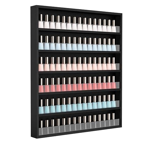 Bonnlo 6 Tiers Nail Polish Organiser Wall Mounted, 22inch nail varnish storage, Acrylic Display Shelves Stand Holder, Black - Image 1