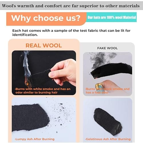 100% Wool Western Cowboy Hat for Men Women Classic Fedora Hat Felt Cowgirls Hats with Two Decorative Bands thumbnail 2