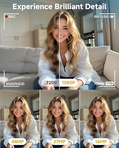 Digital Camera, 44MP FHD 1080P Digital Point and Shoot Camera with Anti Shake, Smile Capture 16X Zoom,Compact Small Camera for Teens Girls Kids Adults thumbnail 2