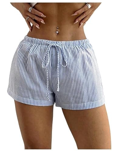 SHENHE Women's Striped Drawstring Casual Loose Fit Elastic Waist Lounge Beach Vacation Daily Shorts - Image 1