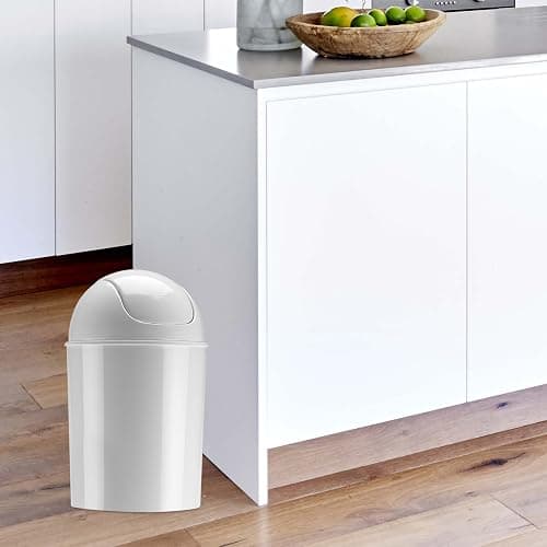 Umbra Mini Waste Can 1-1/2 Gallon with Swing Lid, White, 1 - White thumbnail 3