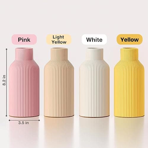 Mfacoy White Ceramic Flower Vase, Minimalist Decor, Modern Home Decorative Vase, Small Pampas Grass Vases For Kitchen, Bedroom, Office, Living Room, Bathroom, Shelf Centerpiece Table Decorations(8 in) thumbnail 2