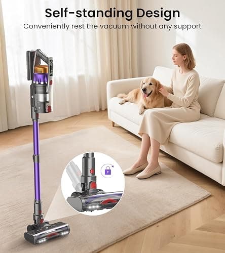 NADALY Cordless Vacuum Cleaner, 2025 New 580W 48KPA 65Mins Stick Vacuum Cordless Rechargeable, Anti-Tangle, Lightweight, Self-Standing Vacuum Cleaners for Home, Vacuum for Pet Hair/Carpet/Hard Floor thumbnail 4