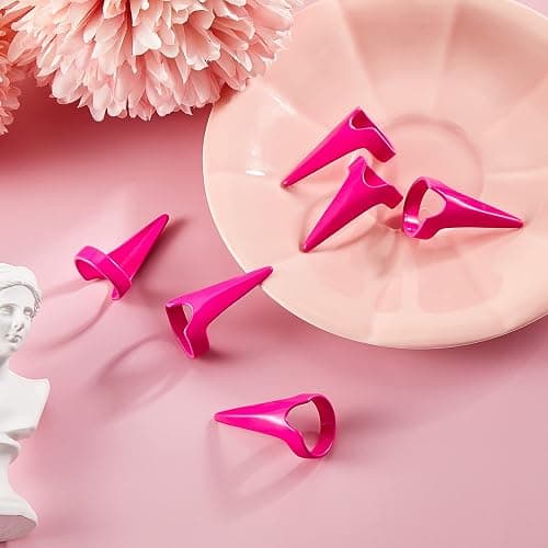 Hicarer 10 Pieces Stitch Tool for Braids Aid Finger Ring Hair Parting Tool Retro Metal Claws Rings for Hair Braiding Supplies Halloween Cosplay Nail Art Holiday Party(Rose Red) thumbnail 7