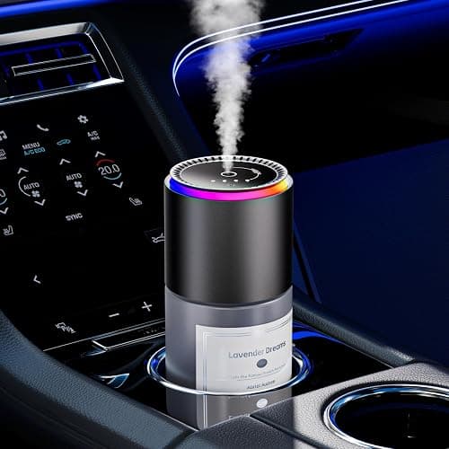 Klomsuw Car Air Freshener,Smart Car Air Freshener, Car Diffuser with 150 ML (5oz) Capacity Multi-fragrance,RGB Music Syncing Light, Auto On/Off (Lavender) - Image 1