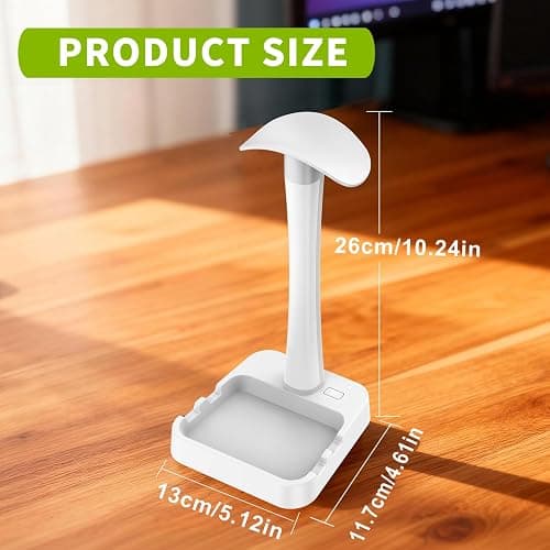 Tascaquin Headphone Stand with Charger,Gaming Headset stand with RGB Light Mode,For Airpod Max Stand,Desk Lamp,Phone Holder,Tablet Holder,desktop organizer,Gifts for Gamers & Music Lover (White) thumbnail 8