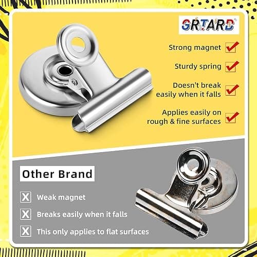 Grtard 24 Pack Magnetic Clips Heavy Duty, Magnet Clips for Fridge, Refrigerator Magnets, Strong Magnetic Clip, Scratch Free Magnets with Clip for Whiteboard, Refrigerator, Cruise, Locker thumbnail 6