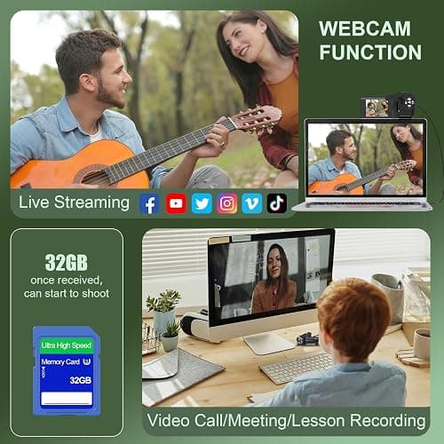 Tixeuo 2.7K Video Camera Camcorder QHD 50MP YouTube Vlogging Camera 16X Digital Zoom Webcam 270 Degree Rotation Screen Camcorders with 32G SD Card and 2 Batteries Recording While Charging thumbnail 5