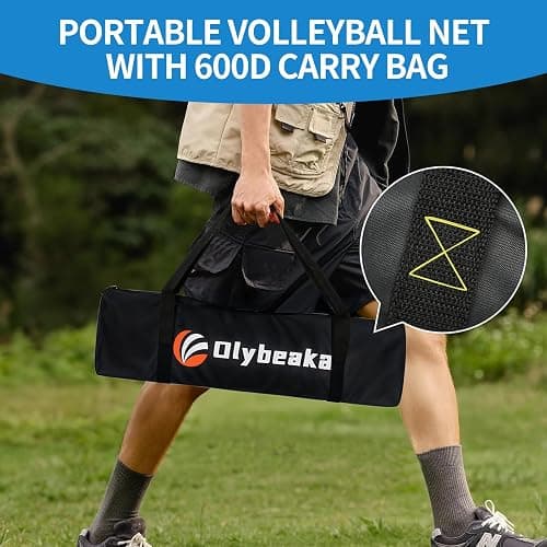 20FT Outdoor Volleyball Net Set System for Backyard Beach with Anti-Sagging Net, Iron Adjustable Height Poles, Soft PU Volleyball and Pump, Carry Bag - Instant Set Up & Durable thumbnail 5