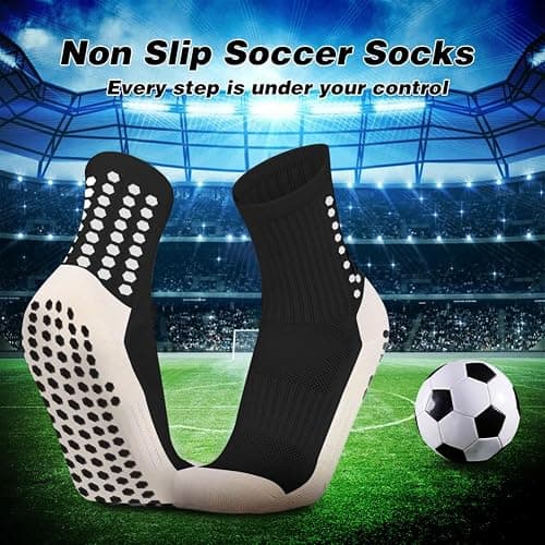 Ukontagood 8 Pairs Kids Grip Soccer Socks, Non Slip Socks for 6-12 Years Old Kids, Anti Slip Socks for Soccer Basketball thumbnail 2