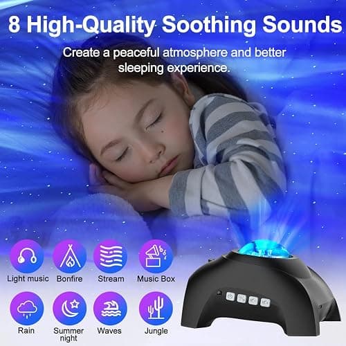 Northern Lights Aurora Projector,CIMELR Star Projector Music Bluetooth Speaker and White Noise,Galaxy Light with Remote Control, Night Light for Bedroom, Room Decor, Ceiling, Gift for Kids Adults thumbnail 3