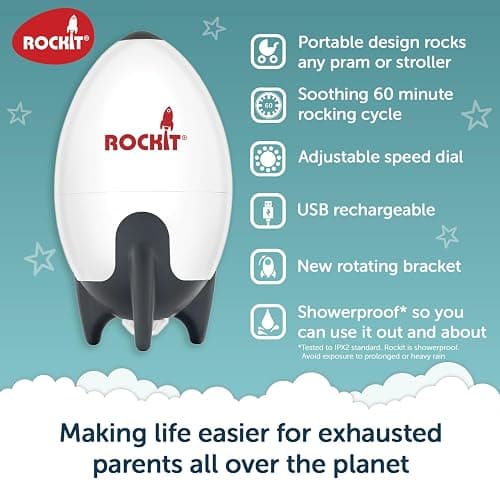 Rockit Rocker Rechargeable Pram & Pushchair Rocker - Baby Sleep Aid for Stroller or Buggy, Adjustable Speed, 60 Minute Timer, Baby Rocker, Universal Fit thumbnail 3