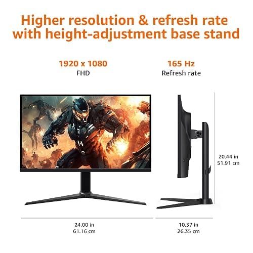 Amazon Basics 27 inch Gaming Monitor, FHD 1080P, 165Hz, VESA Compatible, Adaptive sync, 1ms Response, Black thumbnail 5
