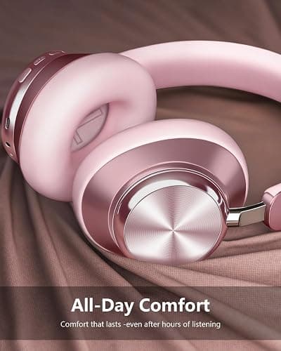 Wentronic Y03 Bluetooth Headphones Wireless Active Noise Cancelling Over Ear Headphones 48 Hours Playtime High Sound Quality 6 EQ Music Mode Headphones with Soft Ear Cushion - Pink thumbnail 3