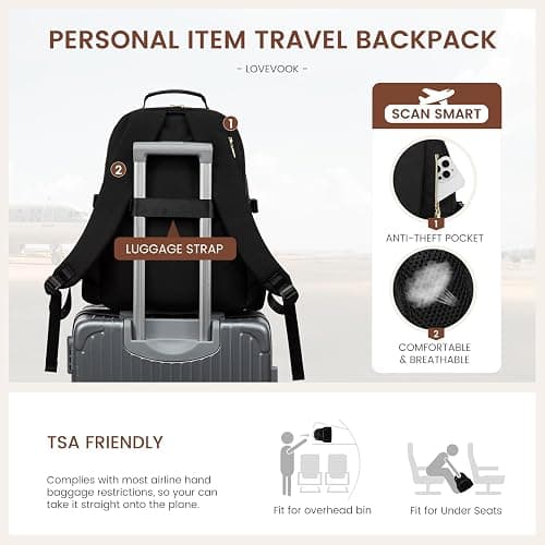 LOVEVOOK Laptop Backpack for Women with Pouch Pocket for Large Capacity Cup,15.6 Inch Laptop Computer Bag Travel Backpack Purse,Waterproof Work Business Backpack College Teacher Bags,Black thumbnail 6