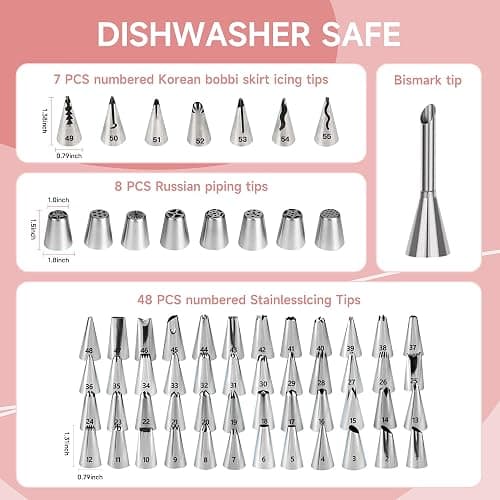 Aluminum Cake Decorating Kit, Baking Supplies Tools for Beginners & Pros | Complete Kit, Smooth Rotating,Cake Stand Turntable for Decorating & Display, 64 Icing Tips, Piping Bags, 2 Spatulas thumbnail 4