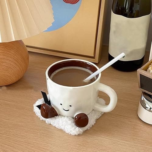 Mug Mignon Pour Café - Design en Céramique | Verre à Eau Esthétique, Rangement Stylos Décoratif pour Bureau Maison - Accessoire Hommes Femmes thumbnail 9