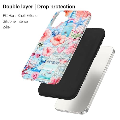 KANGHAR Summer Phone Case for iPhone 16 Plus [Compatible with MagSafe], Cute Aesthetic Coastal Beach Seashell Coquette Collage Design, 2-Layer Hybrid Shockproof Protective Cover for Women Girls thumbnail 2