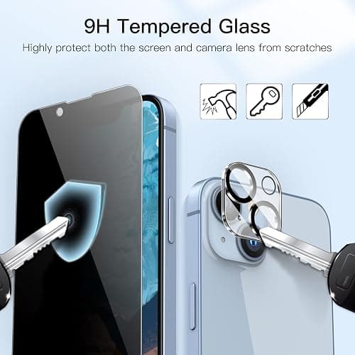 JETech Verre Trempé Anti-Espion pour iPhone 14 6,1 Pouces avec Protecteur Objectif Caméra Arrière, Couverture Complète,Film Protection Écran, 2 Pièces Chacun thumbnail 6
