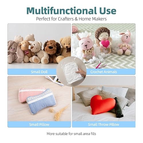Hayunfiys Fiberfill Stuffing for Stuffed Animals, Crafts, Cushion, 3.5oz | Premium Soft Polyester Fiber Fill | Quick Rebound | Machine Washable | Ideal Stuffing for Crafts, Clouds, Pillows thumbnail 6