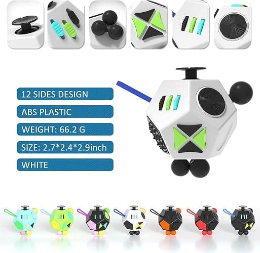 Fidget Dodecagon –12-Side Fidget Toys Cube Relieves Stress and Anxiety Anti Depression Focus Travel Toy Cube for Children and Adults Stocking Stuffers Gifts Idea (A2 White) thumbnail 3