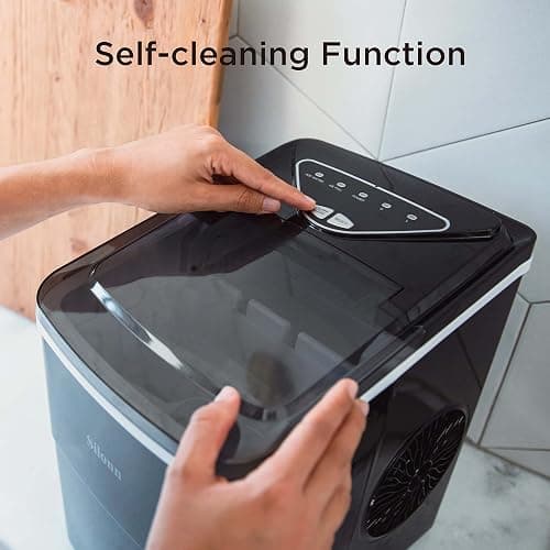Silonn Ice Maker Countertop, 9 Cubes Ready in 6 Mins, 26lbs in 24Hrs, Self-Cleaning Ice Machine with Ice Scoop and Basket, 2 Sizes of Bullet Ice for Home Kitchen Office Bar Party thumbnail 7