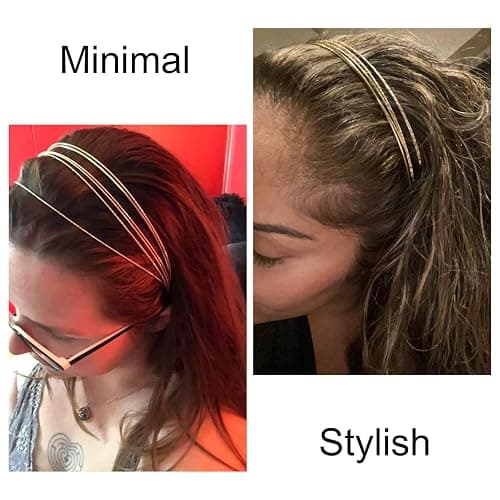 Tobeffect Multi Layers Metal Headbands for Women, 2Packs Fashion Thin Headband Layered Gold Elegant Hairbands Headpiece Trendy Hair Accessories for Girls thumbnail 4