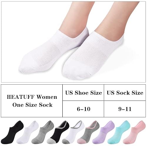 Heatuff No Show Socks Womens Cotton Low Cut Non Slip Casual Socks Invisible Flat Boat Liner Socks (6/9 Pairs) thumbnail 7