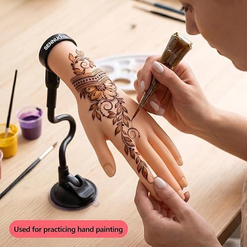 SENNUO Nail Practice Hand with Ultra-Stable Suction Stand | Professional weighted training set for acrylics & gels. Flexible light skin mannequin hand model for nail art extensions. thumbnail 7