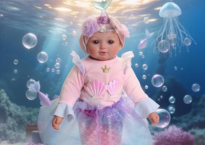 BABESIDE Mermaid Baby Doll Girl, 15-Inch Realistic Soft Baby Dolls with Shiny Mermaid Tail & Accessories, Cute Mermaid Toys for Girls Ages 3-10 Kids, Christmas, Birthday thumbnail 8