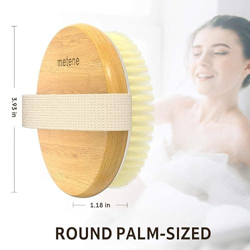 Metene 2 Pack Bamboo Dry Body Brushes, Shower Brush Wet and Dry Brushing, Dry Brush for Cellulite and Lymphatic, Body Scrubber with Soft and Stiff Bristles, Suitable for All Kinds of Skin thumbnail 5