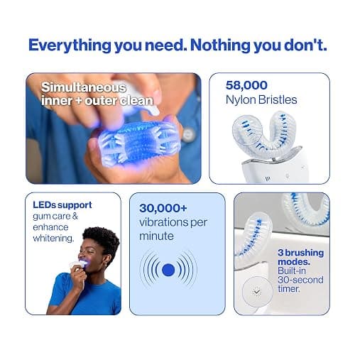 Autobrush Sonic Pro Electric Toothbrush – Only ADA Accepted U-Shaped Brush, Clinically Proven Up to 5.1X Better Cleaning, 30-Second Full Mouth 360 Clean, Rechargeable, Waterproof, Black, Men's Regular thumbnail 9