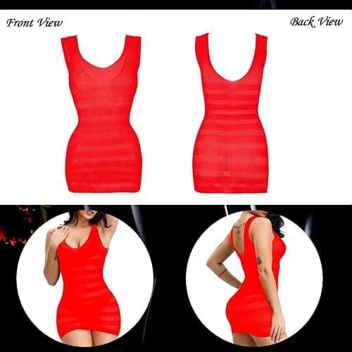 Geyoga 12 Pieces Women's Fishnet Lingerie Mesh Babydoll Bodysuit Lace Smock Lingerie for Women (Fresh Color) thumbnail 4