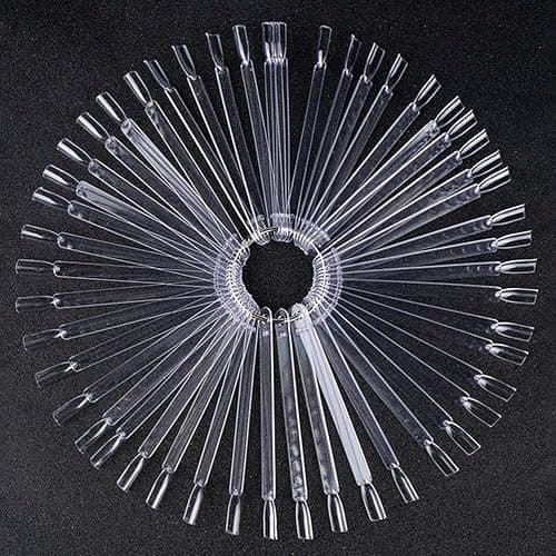 100 Pcs Clear Fake Nail Swatches Fan-shaped Nails Display Sticks, Nails Art Tips Nail Swatch Sticks Nails Display Ring for Nail Gel Polish Practice thumbnail 3
