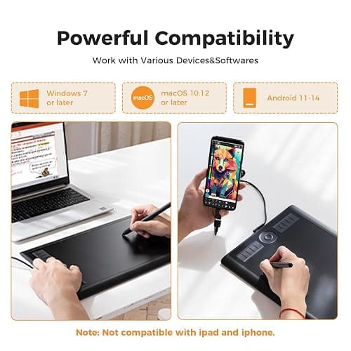 GAOMON M10K Drawing Tablet, 10x6 inch Large Graphics Tablet with Touch Ring, 8192 Levels Battery-Free Stylus, 10 Hot Keys, Art Tablet for Design, Writing, Editing, Work with Mac, Windows, Android thumbnail 2