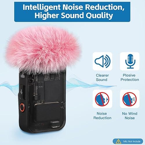 ZealSound DJI MIC 2 Windscreen Pop Filter for DJI MIC 2 / OSMO POCKET 3 Microphone Furry Wind Muff Windshield Professional Foam Cover Set (NOT for Dji Mic 1 Lavalier Lapel Mic),6 Pack-Gray White Pink - Gray/Pink/White thumbnail 3