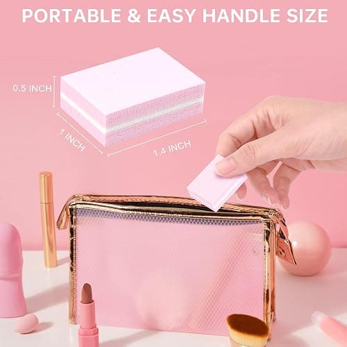 Mini Nail Buffer Blocks, 100/180 Grit Sponge Buffing Sanding Block File Manicure Tools Bulk 50Pcs (Pink) thumbnail 4