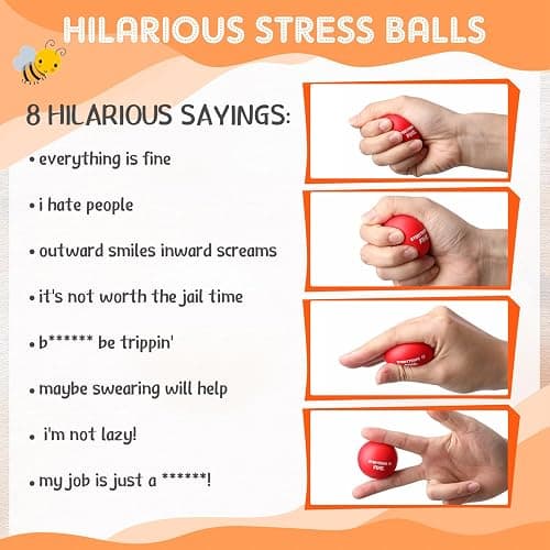 Blulu 24 Pcs Funny Humor Stress Balls Bulk 1.57" Humor Quotes Stress Relief Ball, Everything is Fine, Outward Smiles Inward Screams, Employees Gag Gifts for Adults Coworker Employee Team thumbnail 4