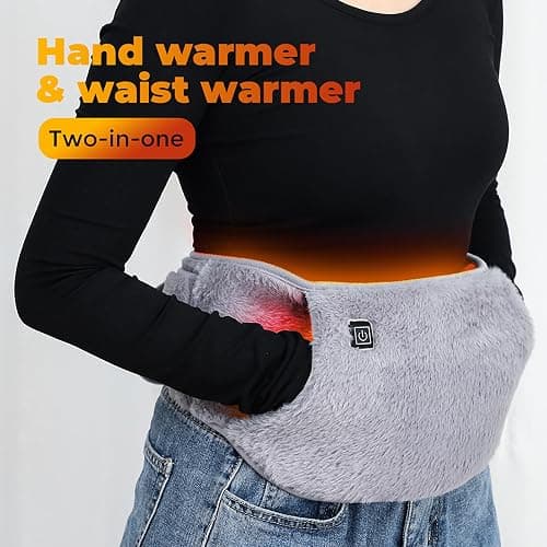 USB Powered Heating Waist Belt, Heating Pad with Hand Pockets, Electric Heated Waist Belt for Period Cramps Body Joints Pain, Three - Level Temperature Control, Grey thumbnail 6