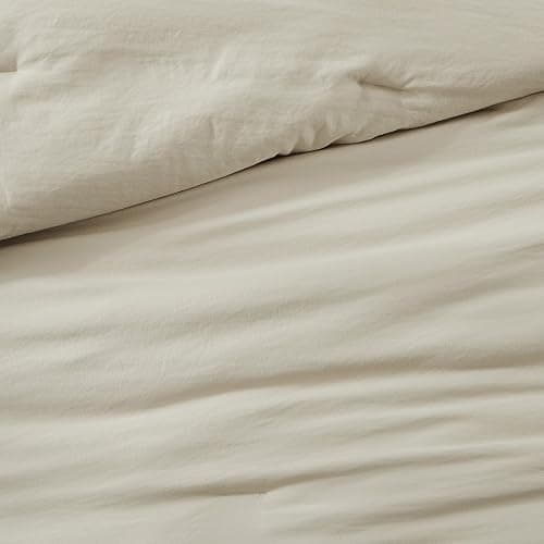 WRENSONGE Oversized Queen Comforter Set - 7 Pieces Light Oatmeal Bed in a Bag Queen with Sheets, 2 Pillow Shams, and 2 Pillowcases- Warm Bedding Sets Queen for All Season thumbnail 7