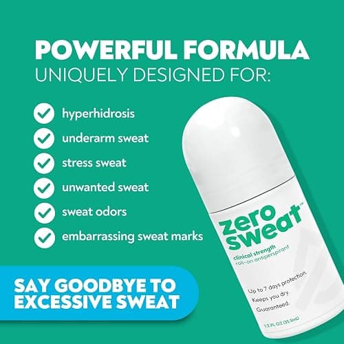 ZeroSweat Antiperspirant Deodorant | Clinical Strength Hyperhidrosis Treatment - Reduces Armpit Sweat 1.2 Fl.Oz (1 Pack) thumbnail 2