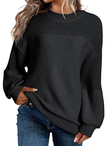 Dokotoo Women's Casual Long Sleeve Sweaters Loose Crewneck Knit Solid Pullover Sweater Jumper Tops - Image 1