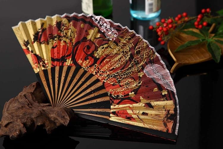 Terra Distribution Folding Fan [Japan Import] Hand Fans for Women Foldable, Japanese Fan, Unique Design, Handmade Bamboo, Silk Fan, 8.6" (22cm), Abanicos de Mano (900 (Dragon, Tiger)) thumbnail 2