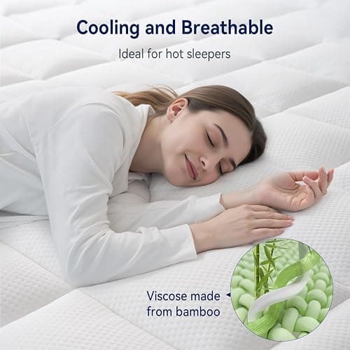 ELEMUSE 3 Inch Cooling Memory Foam Mattress Topper Twin XL, College Dorm Room Essentials, 2 Inch Pressure-Relief Memory Foam and 1 Inch Thick Soft Viscose Made from Bamboo Pillow Top for Hot Sleepers thumbnail 2